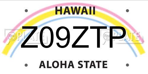 Z09ZTP Hawaii License Plate
