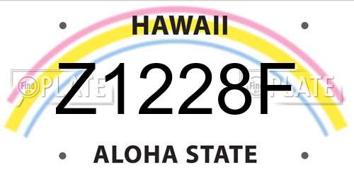 Z1228F Hawaii License Plate