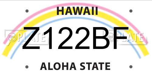 Z122BF Hawaii License Plate
