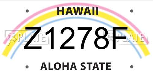Z1278F Hawaii License Plate