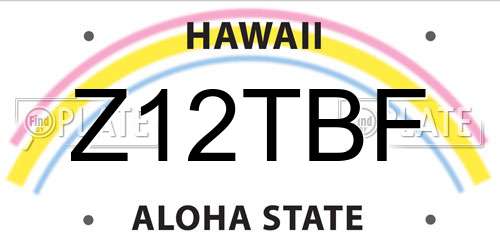 Z12TBF Hawaii License Plate