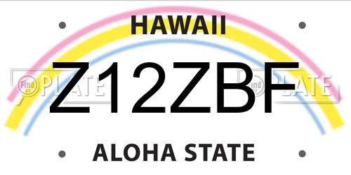 Z12ZBF Hawaii License Plate