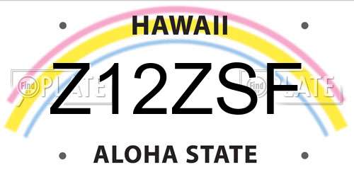 Z12ZSF Hawaii License Plate
