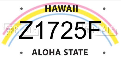 Z1725F Hawaii License Plate