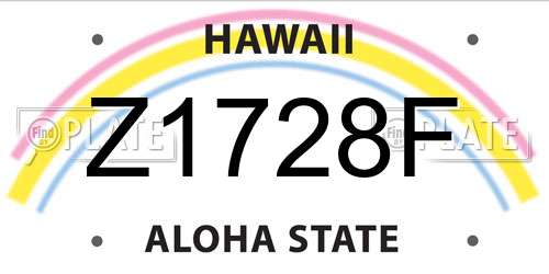 Z1728F Hawaii License Plate