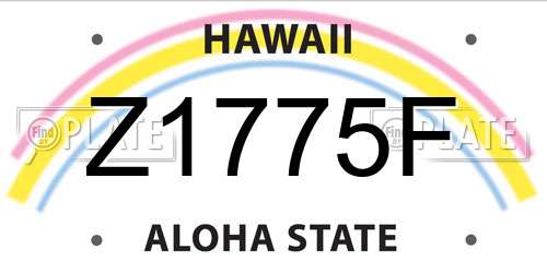 Z1775F Hawaii License Plate
