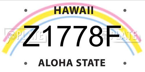 Z1778F Hawaii License Plate