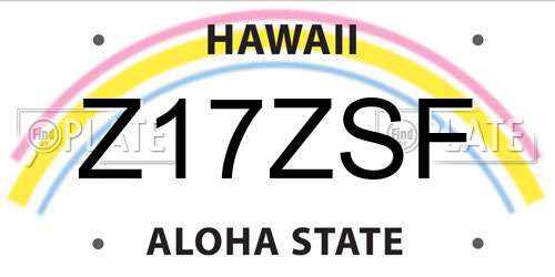 Z17ZSF Hawaii License Plate
