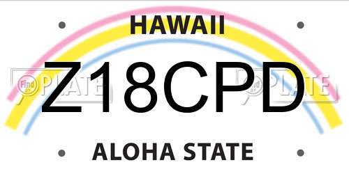 Z18CPD Hawaii License Plate