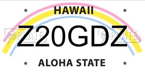 Z20GDZ Hawaii License Plate