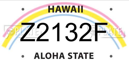 Z2132F Hawaii License Plate