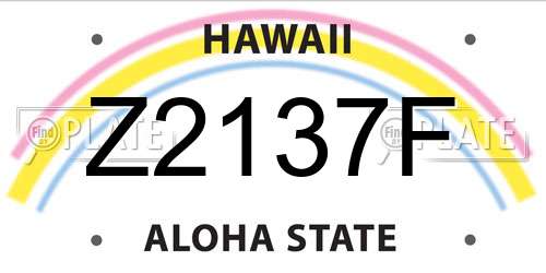 Z2137F Hawaii License Plate