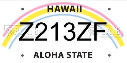 Z213ZF Hawaii License Plate