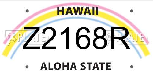 Z2168R Hawaii License Plate