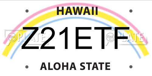 Z21ETF Hawaii License Plate