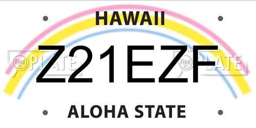 Z21EZF Hawaii License Plate