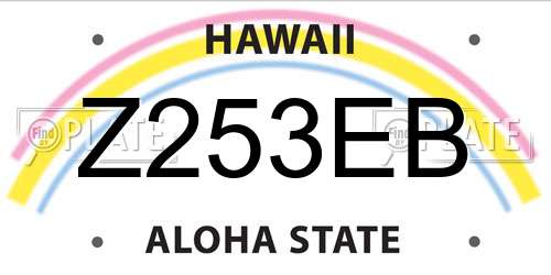 Z253EB Hawaii License Plate