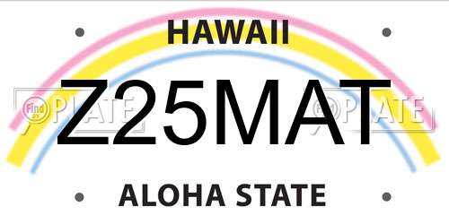 Z25MAT Hawaii License Plate