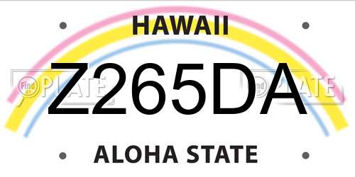 Z265DA Hawaii License Plate