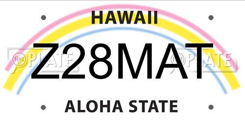 Z28MAT Hawaii License Plate