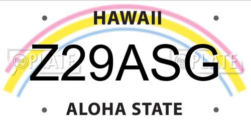 Z29ASG Hawaii License Plate