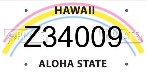 Z34009 Hawaii License Plate