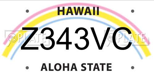 Z343VC Hawaii License Plate