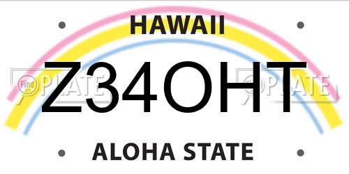 Z34OHT Hawaii License Plate