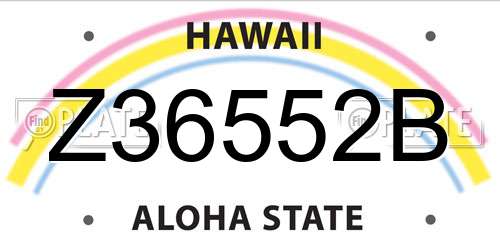 Z36552B Hawaii License Plate