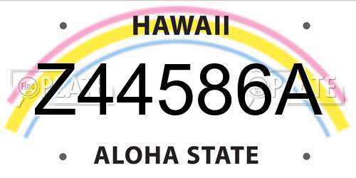 Z44586A Hawaii License Plate