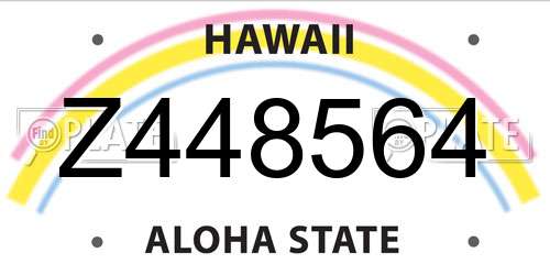 Z448564 Hawaii License Plate
