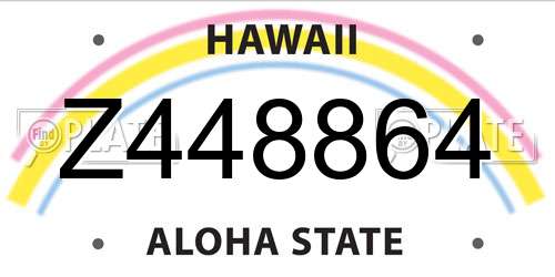 Z448864 Hawaii License Plate