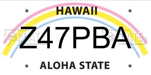 Z47PBA Hawaii License Plate