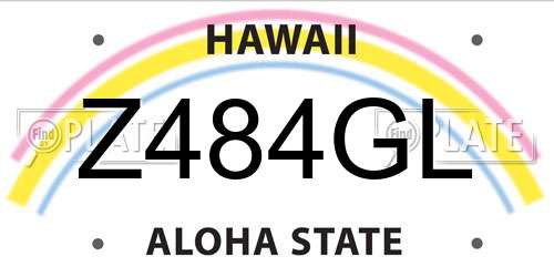 Z484GL Hawaii License Plate
