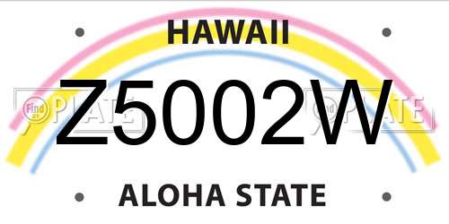 Z5002W Hawaii License Plate