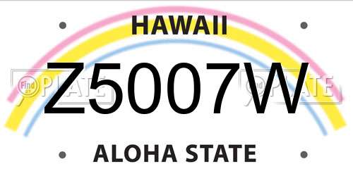 Z5007W Hawaii License Plate