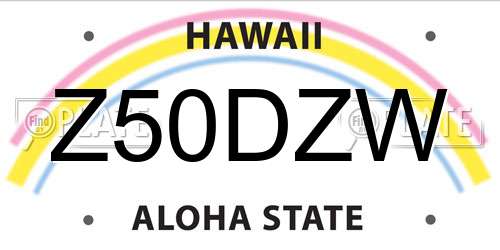 Z50DZW Hawaii License Plate