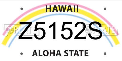 Z5152S Hawaii License Plate