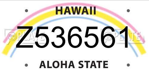 Z536561 Hawaii License Plate