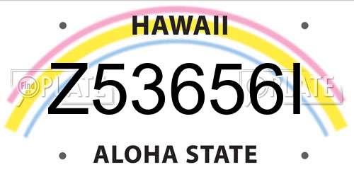 Z53656I Hawaii License Plate