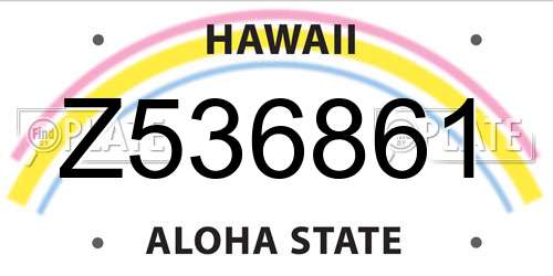 Z536861 Hawaii License Plate