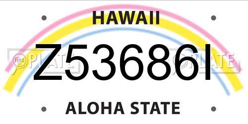 Z53686I Hawaii License Plate