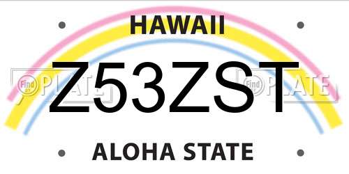 Z53ZST Hawaii License Plate