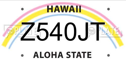 Z540JT Hawaii License Plate