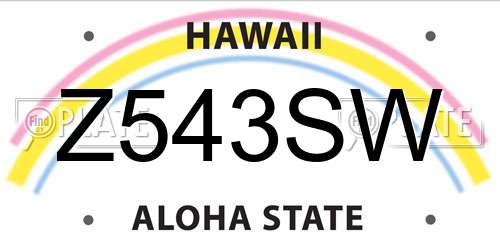 Z543SW Hawaii License Plate