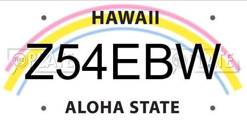 Z54EBW Hawaii License Plate