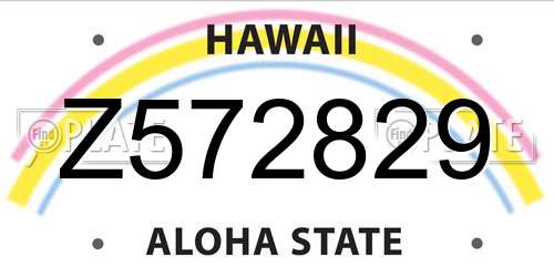 Z572829 Hawaii License Plate