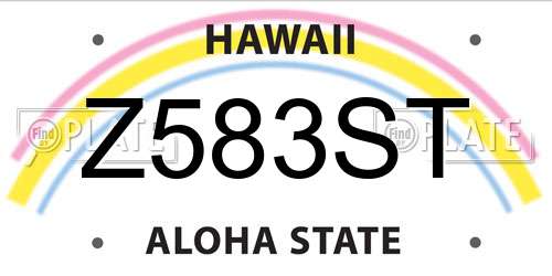 Z583ST Hawaii License Plate