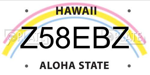Z58EBZ Hawaii License Plate