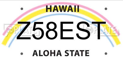 Z58EST Hawaii License Plate